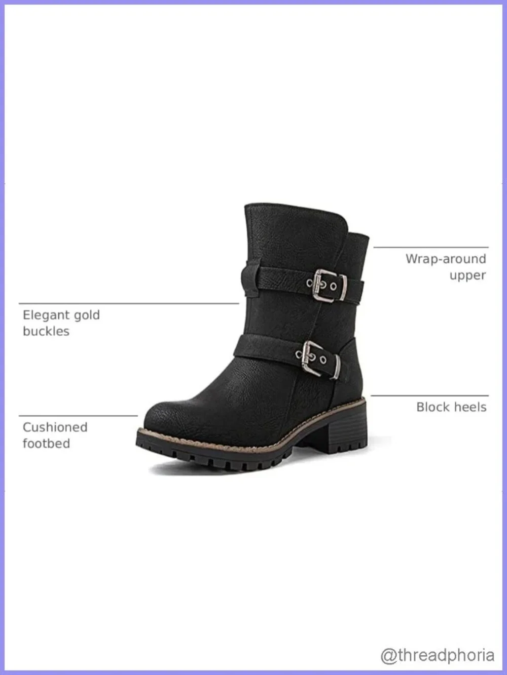 Faux Fur Lined Ankle Boots With Adjustable Double Buckles Moto Booties